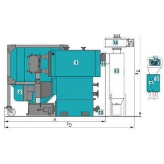 Котел CKO-CKS P 560 з пальником PellasX M500